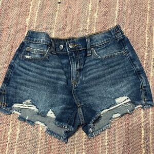 Aerie Dark Blue Distressed Jean Shorts
